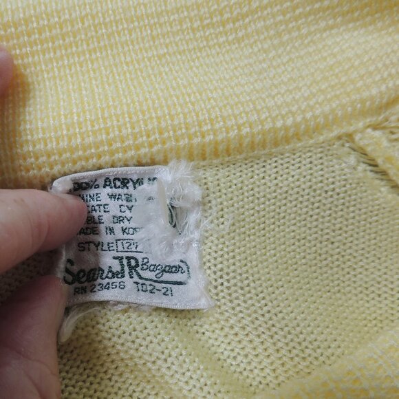 Vintage 70's Sears Junior Bazaar Pullover Sweater Cables Yellow Small - Picture 5 of 5